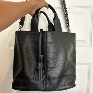 Eclectic Array Leather Hippie Bag Black